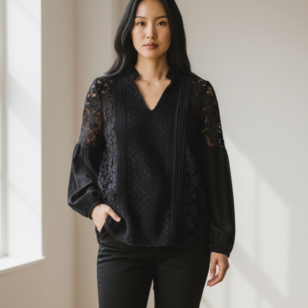 Eloquii Black Lace Blouse